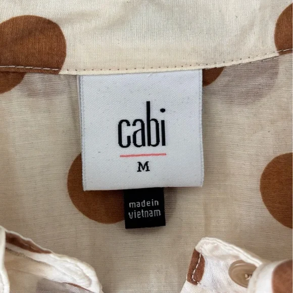 CAbi Classic Collared S/S Shirt Sheer Cream Rust Polka Dots Button Front M - Picture 5 of 8